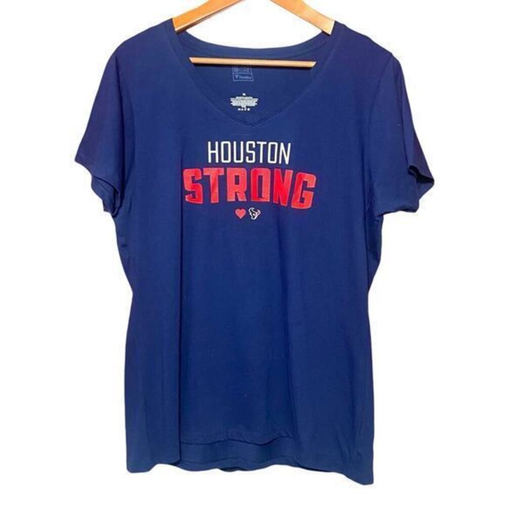 NFL Pro Line Fanatics Texans Women's‎ Navy Houston Strong V-Neck Shirt Sz XL NWT